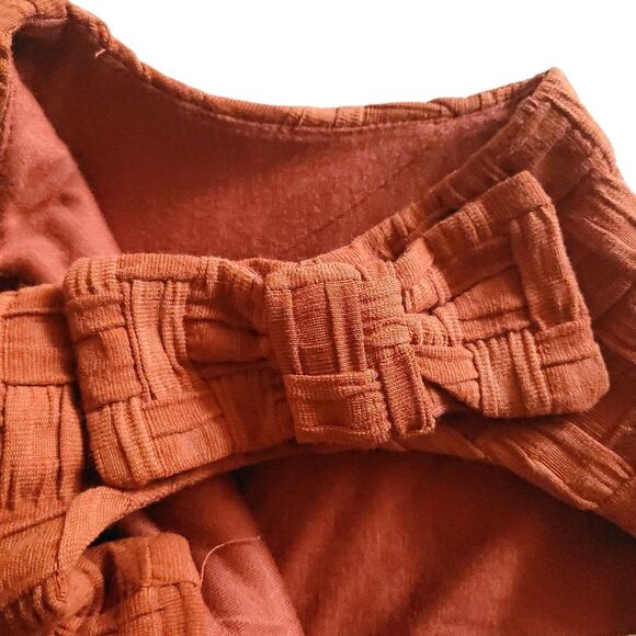 Tabitha Tema Dress 0 Rust Basket Weave Knit Sleeveless Split Neck Shoulder Bows - Picture 12 of 16